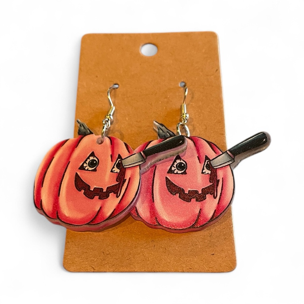 Unique Pumpkin Knife Earrings